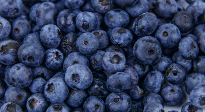 A closeup picture of blueberries.