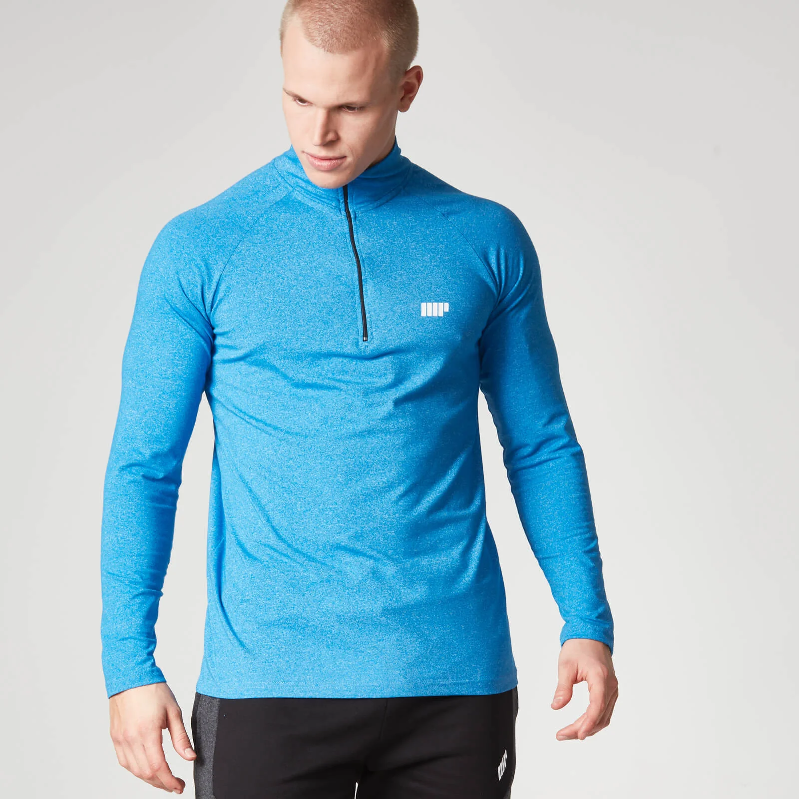 Performance Long-Sleeve 1/4 Zip-Top - M - Blue Image 1