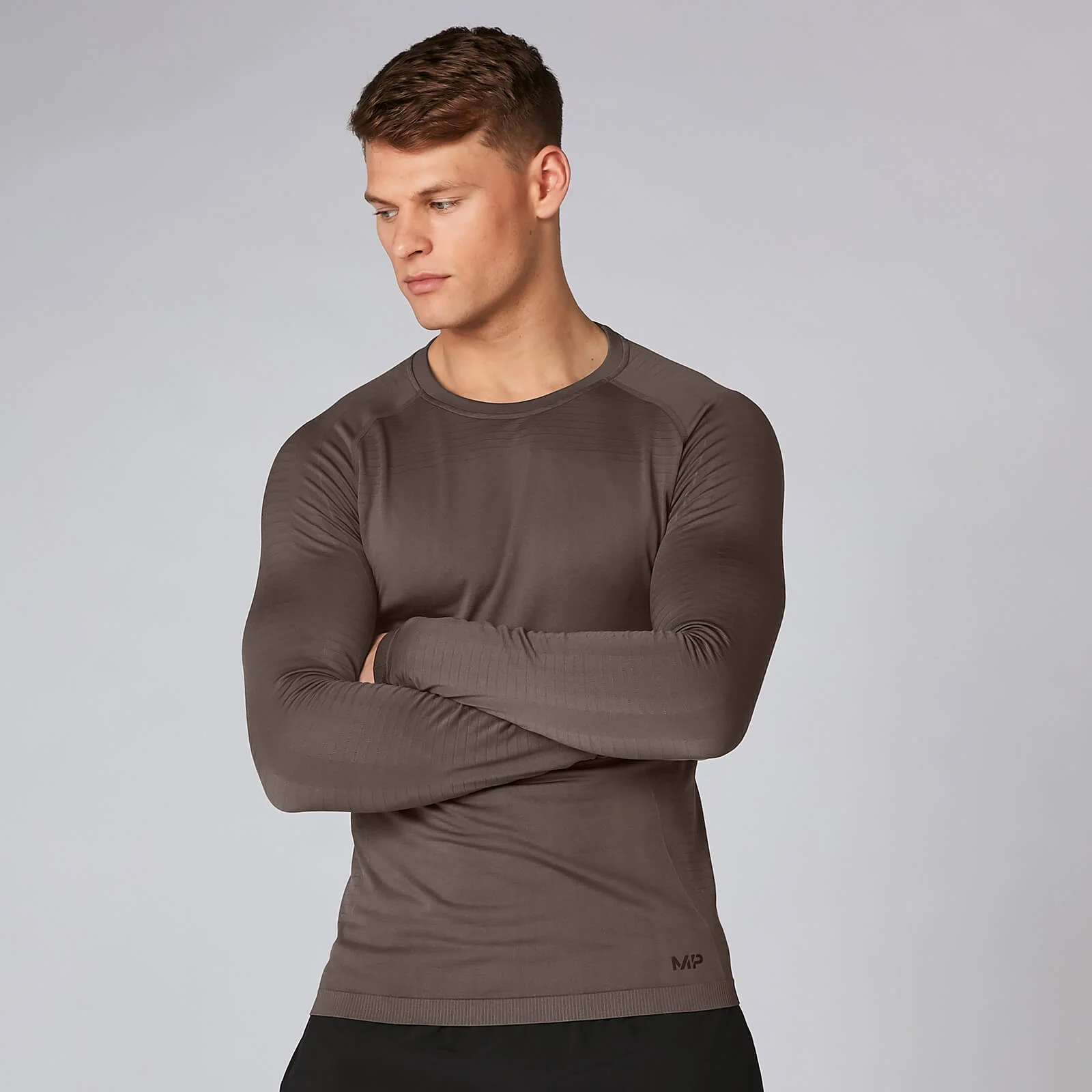 MP Men's Elite Seamless Long Sleeve Top - Driftwood - XS Image 1