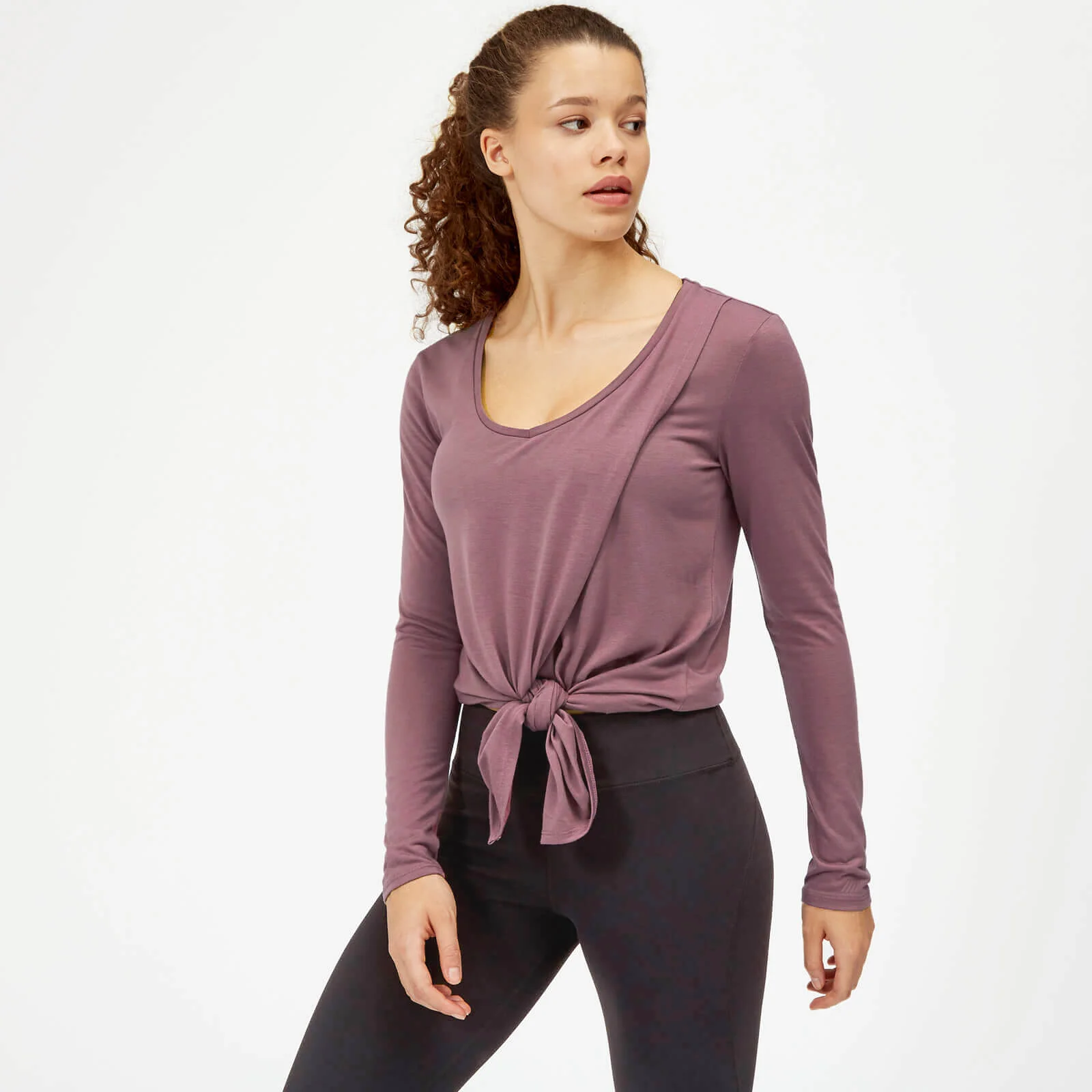 Twist Long Sleeve T-Shirt - Mauve - XS Image 1