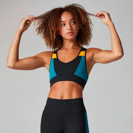 MP Women's Power Colour Block Bra - Black/Danger