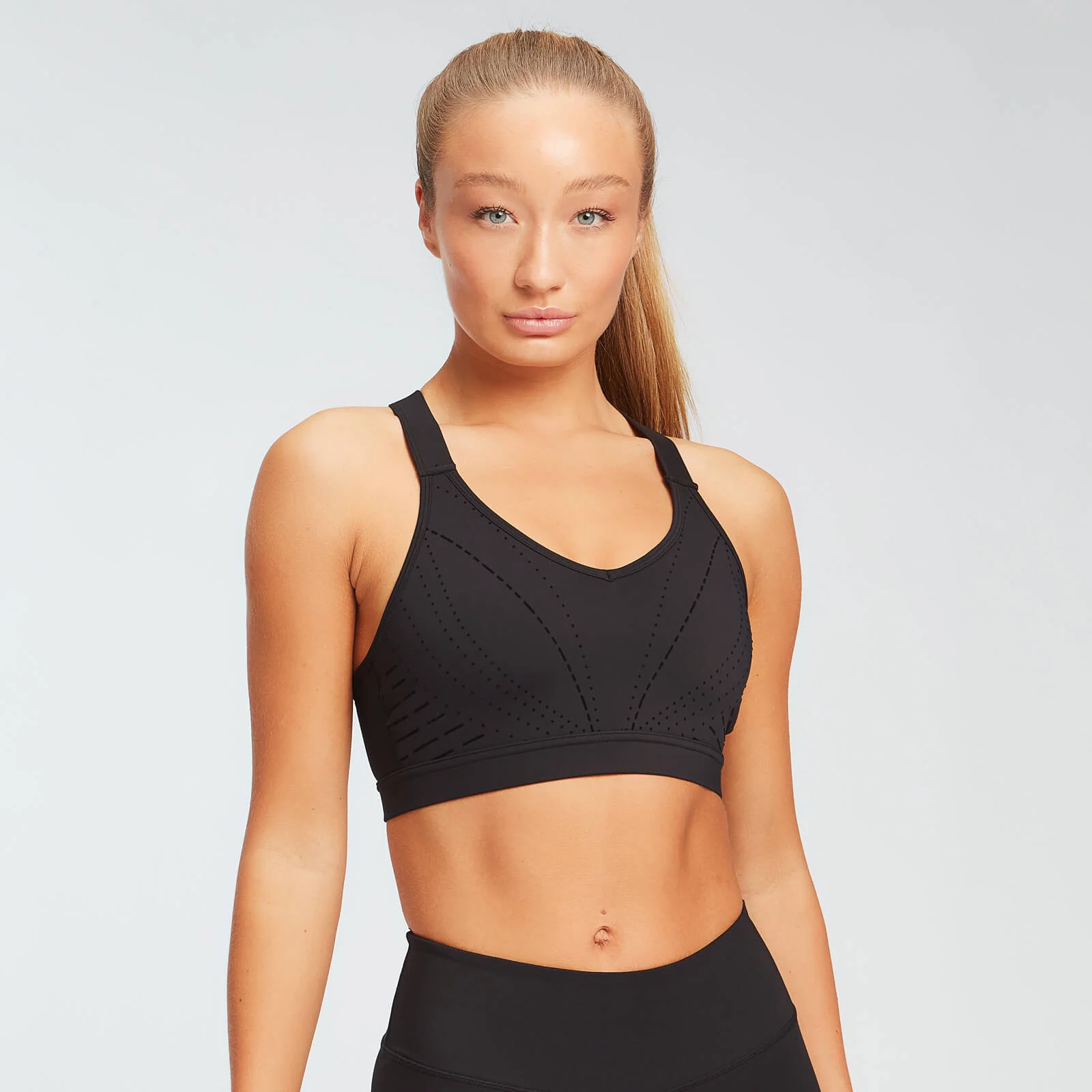 MP Women's Geo Print Placement Bra - Black - XS Image 1