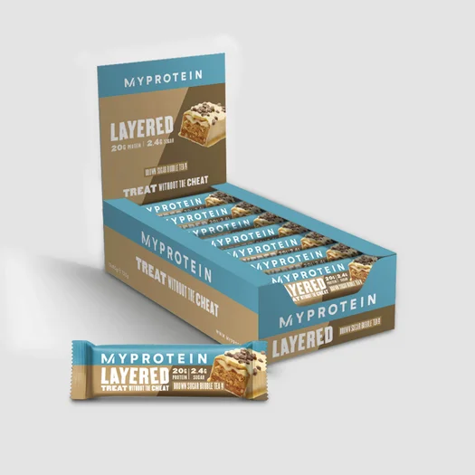 Layered Protein Bar - 12 x 60g - Brown Sugar Bubble Tea