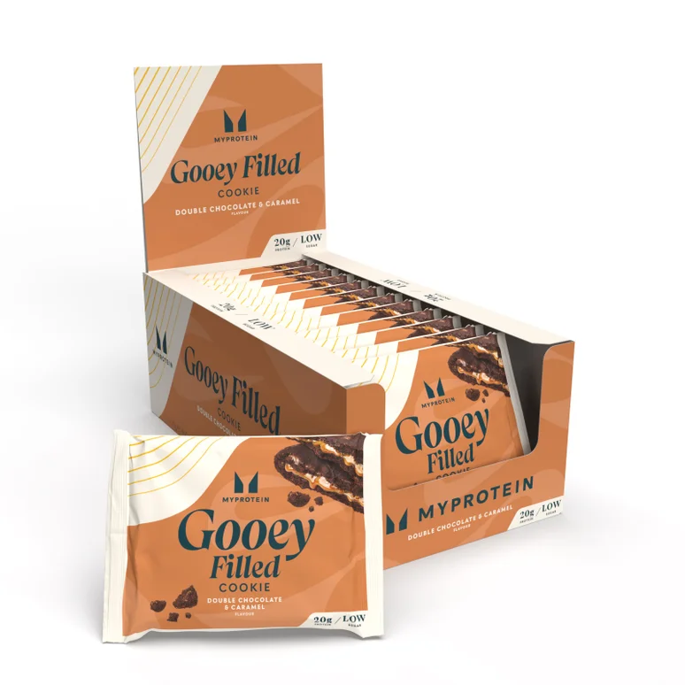 Baked Protein Cookie - 12 x 75g - Double Chocolate and Caramel (Gooey Filled)