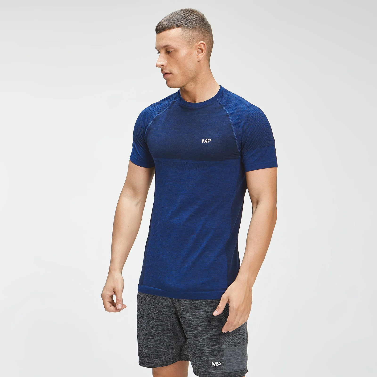 MP Men's Seamless Short Sleeve T-Shirt - Intense Blue Marl - XXS Image 1