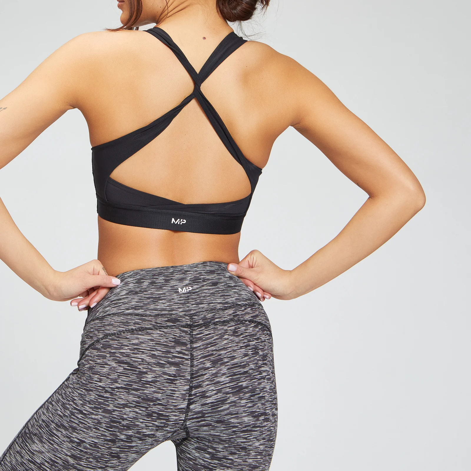 MP Women's Power Cross Back Sports Bra - Black Space Dye - XXS Image 1