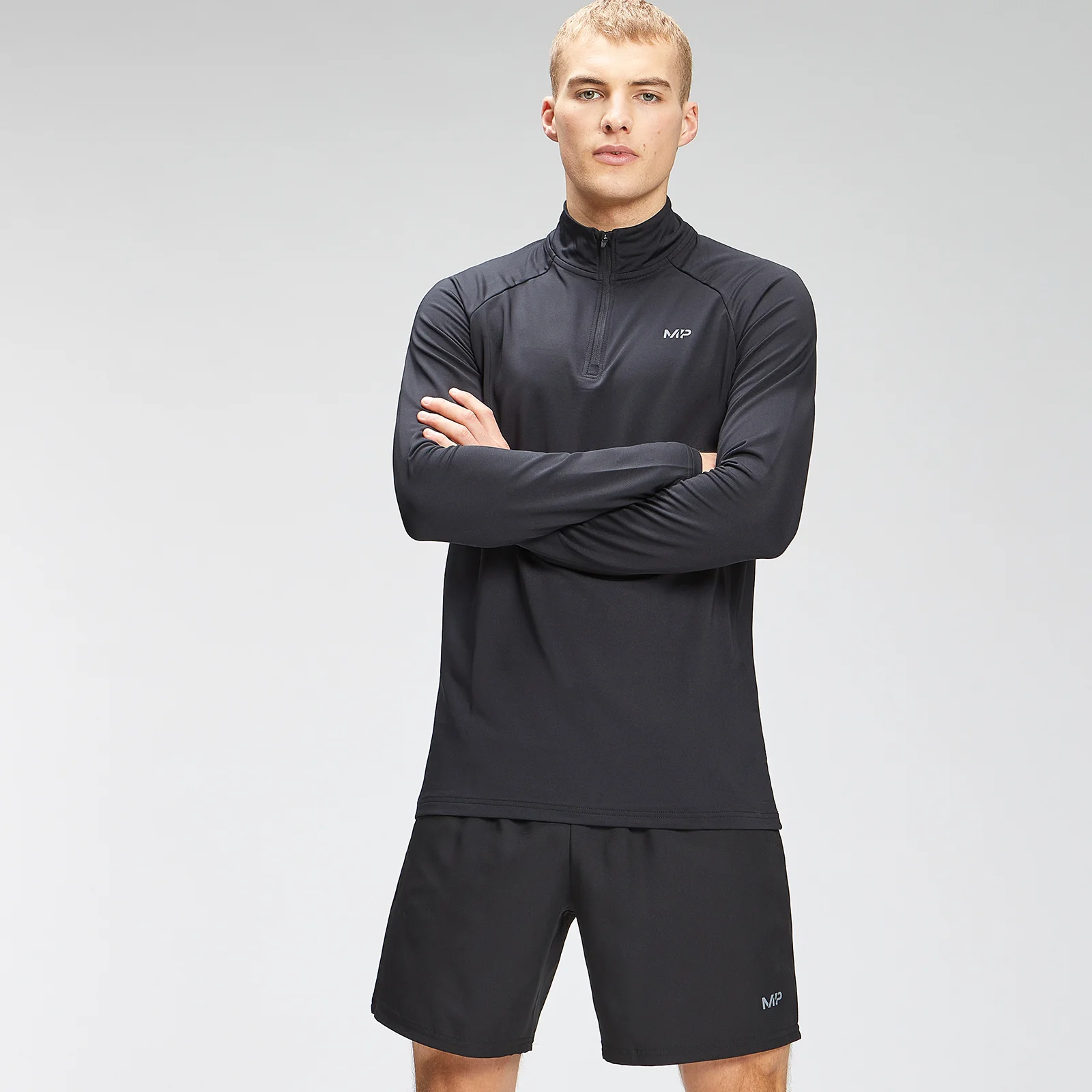 MP Men's Repeat Graphic Training 1/4 Zip - Black - XXS Image 1