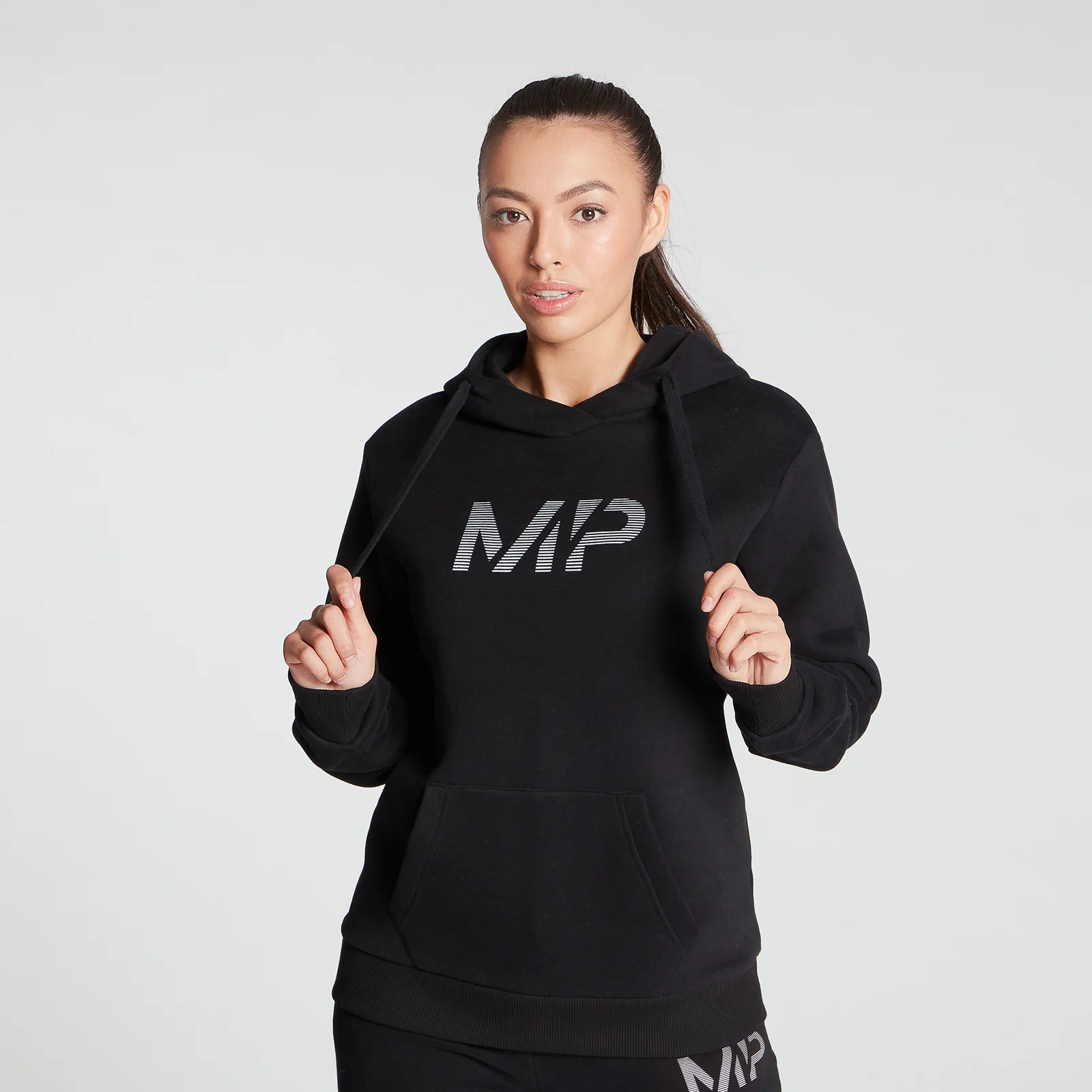 MP Women's Gradient Line Graphic Hoodie - Black - XXS Image 1
