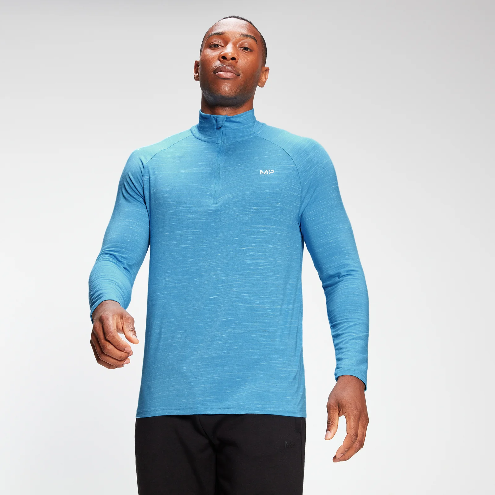 MP Men's Performance 1/4 Zip Top - Bright Blue Marl - XXS Image 1