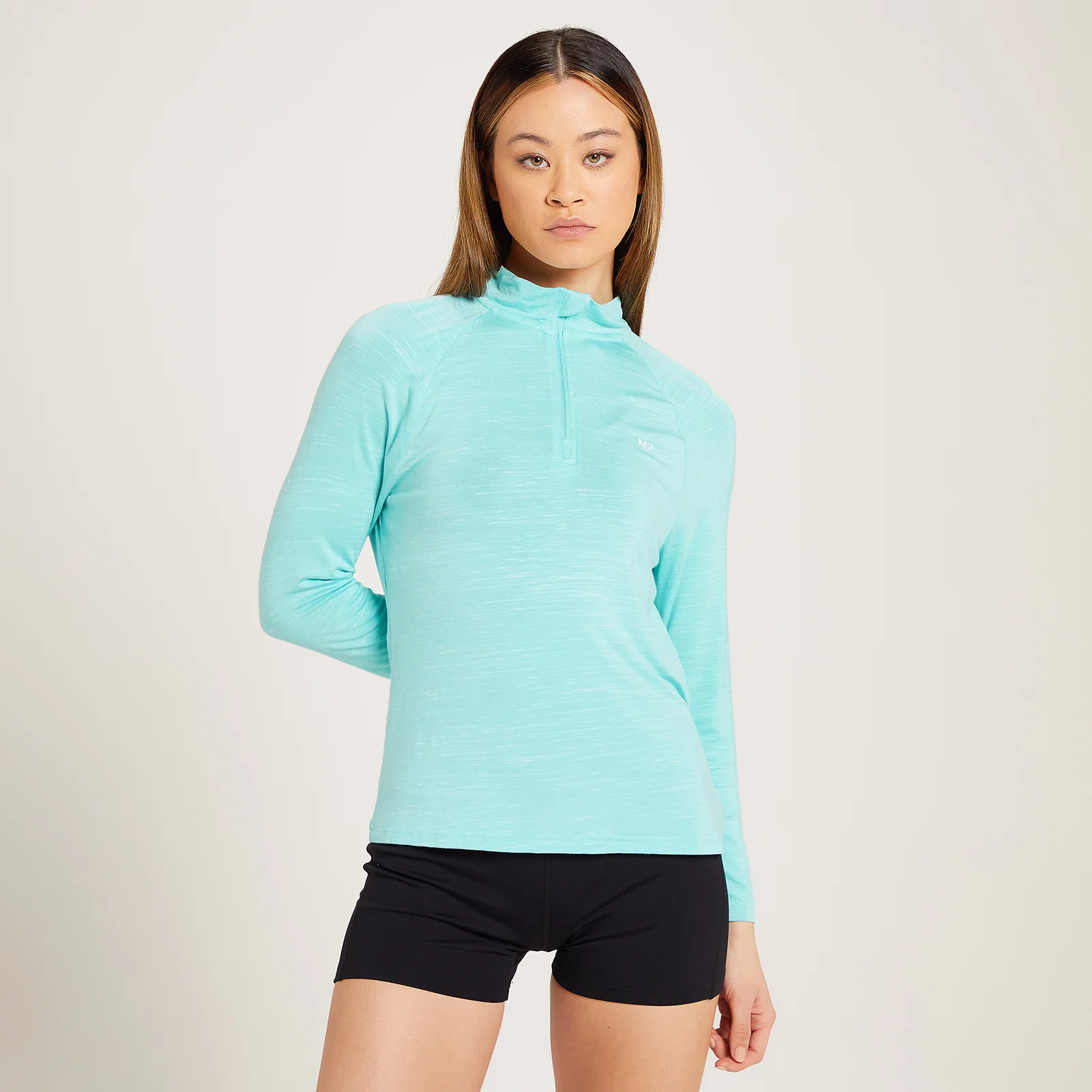 MP Women's Performance Training 1/4 Zip Top - Arctic Blue Marl with White Fleck - XXS Image 1