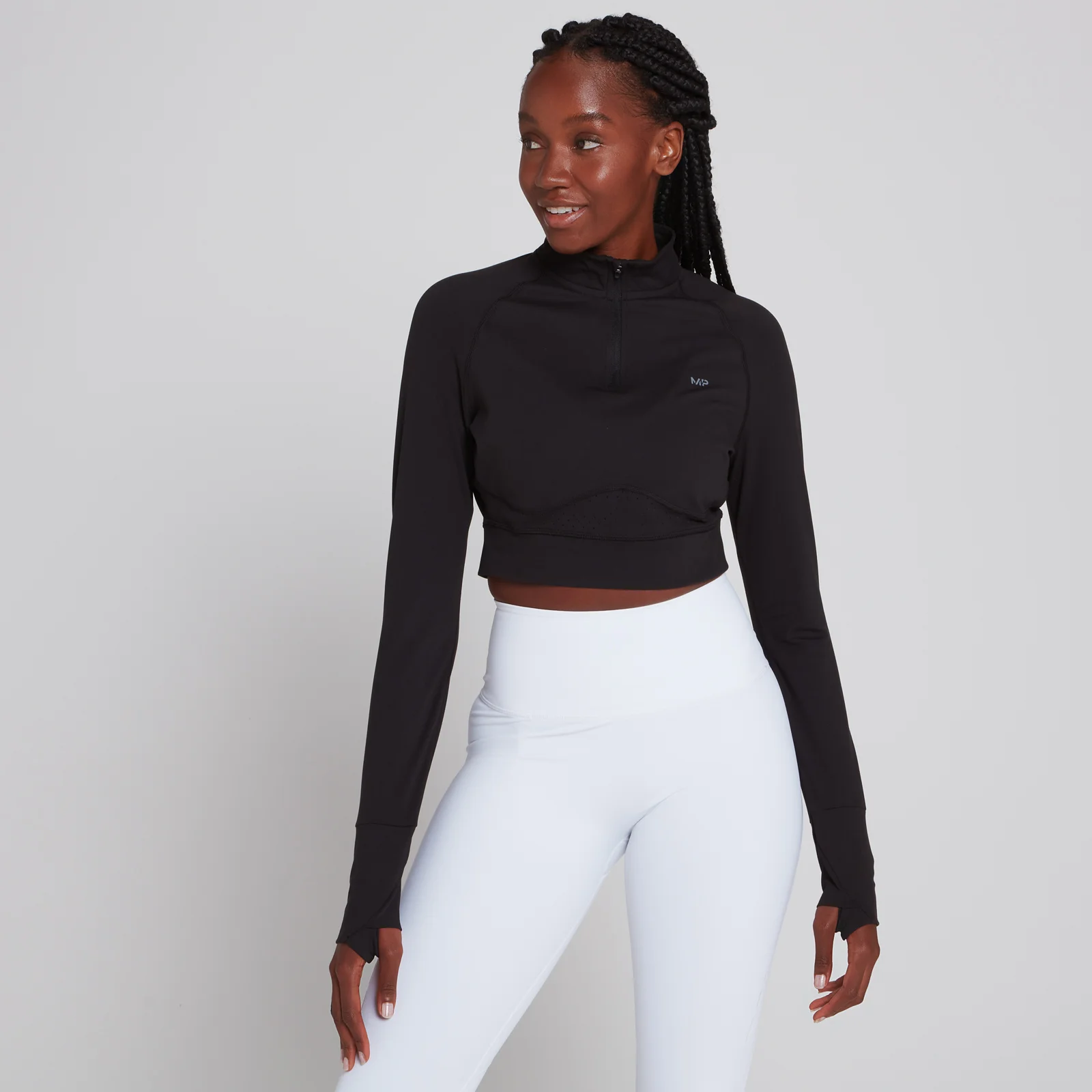 MP Women's Power Ultra Cropped 1/4 Zip Top - Black - XXS Image 1