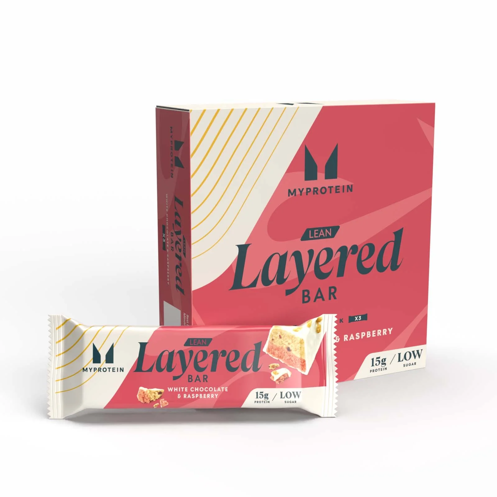 Lean Layered Bar - 3 x 40g - White Chocolate and Raspberry Image 1