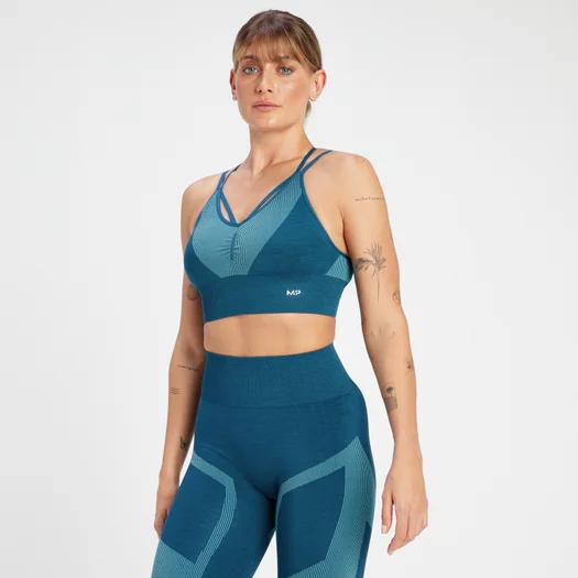 MP Women's Impact Scrunch Seamless Sports Bra - Teal Blue - XS