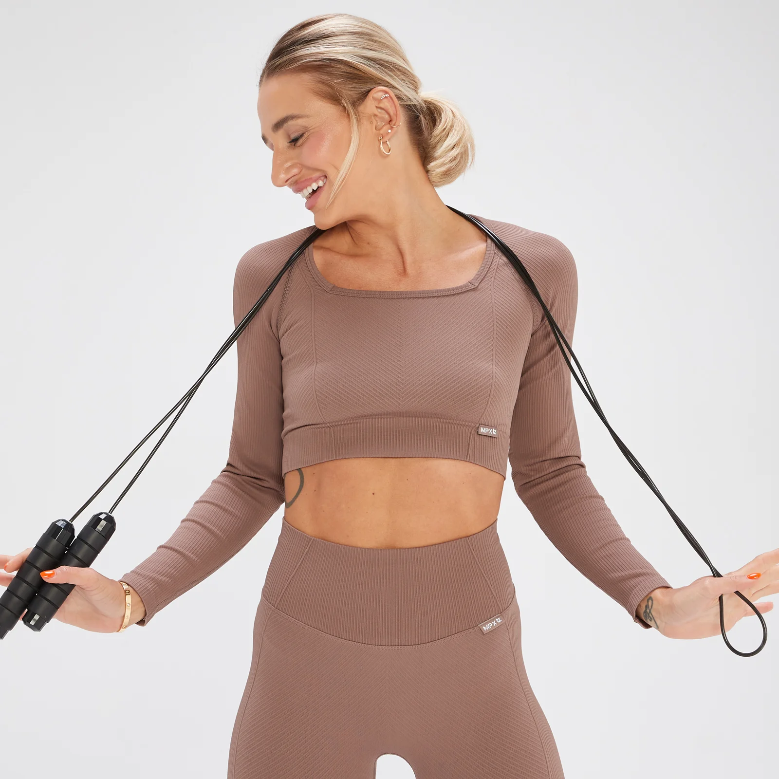 MP x Tatiana Seamless Long Sleeve Crop Top - Hazelnut - XS Image 1