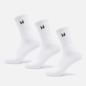 MP Unisex Crew Socks (3 Pack) - White - Size UK 6-8