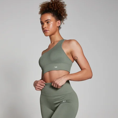 MP Women's Tempo Rib Seamless Asymmetric Bra - Moss Green