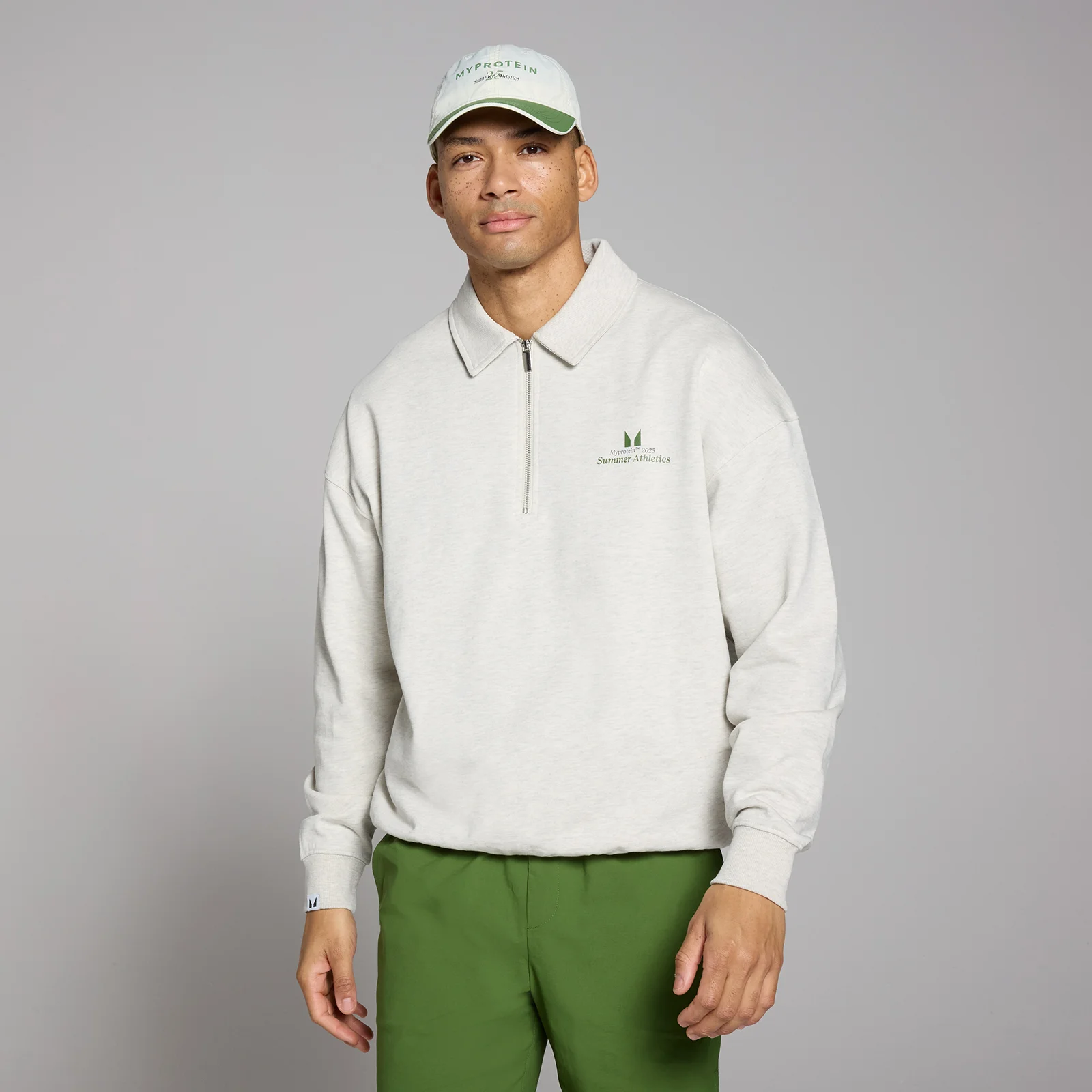 MP Men's Retro Collared 1/4 Zip - Grey Marl - XL Image 1