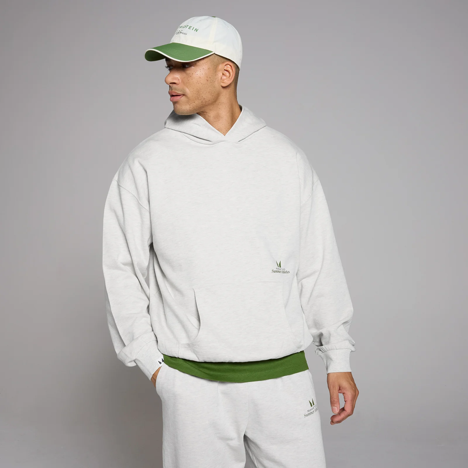 MP Retro Oversized Hoodie - Grey Marl - S-M Image 1