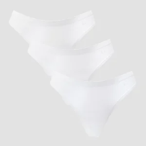 MP Women's Mid Rise No VPL Thong (3 Pack) - White - Size S