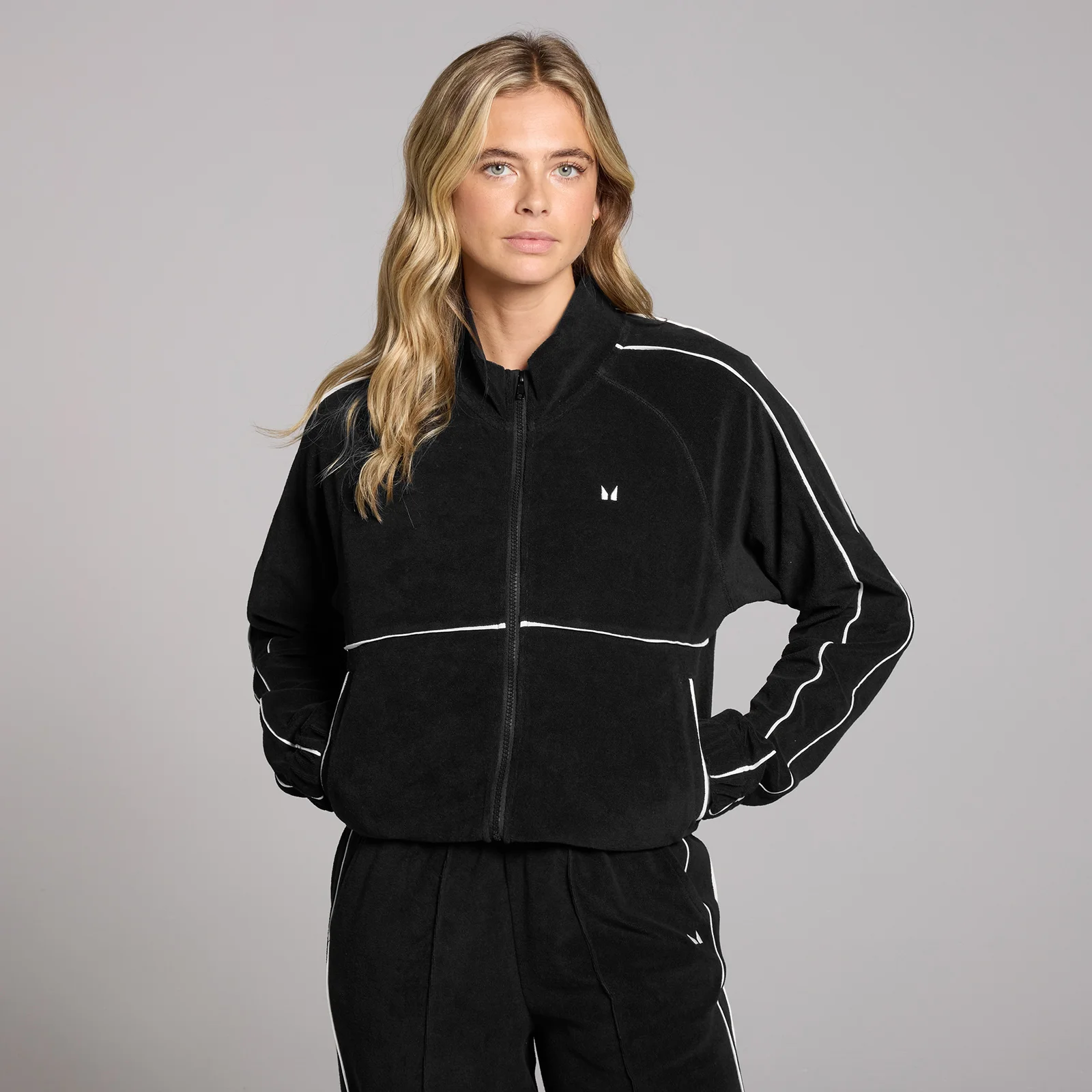 MP Women's Lifestyle Towelling Tracksuit Jacket - Black - XL Image 1