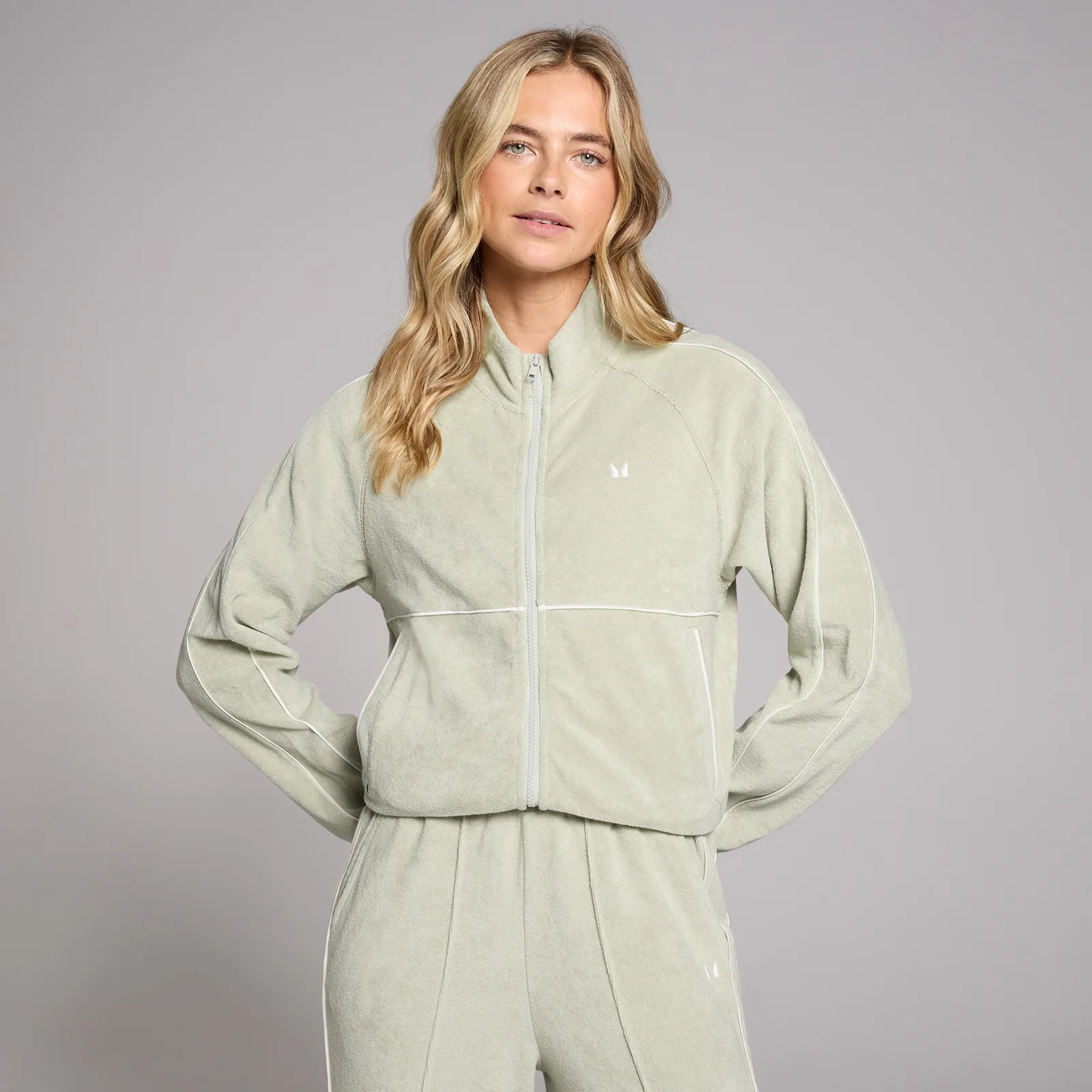 MP Women's Lifestyle Towelling Tracksuit Jacket - Mineral Green - XS Image 1