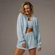 MP X Tatiana Contrast Track Zip Up Jacket - Light Aqua