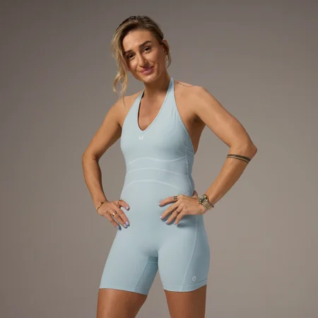 MP X Tatiana Contrast Halterneck Shorts All In One - Light Aqua