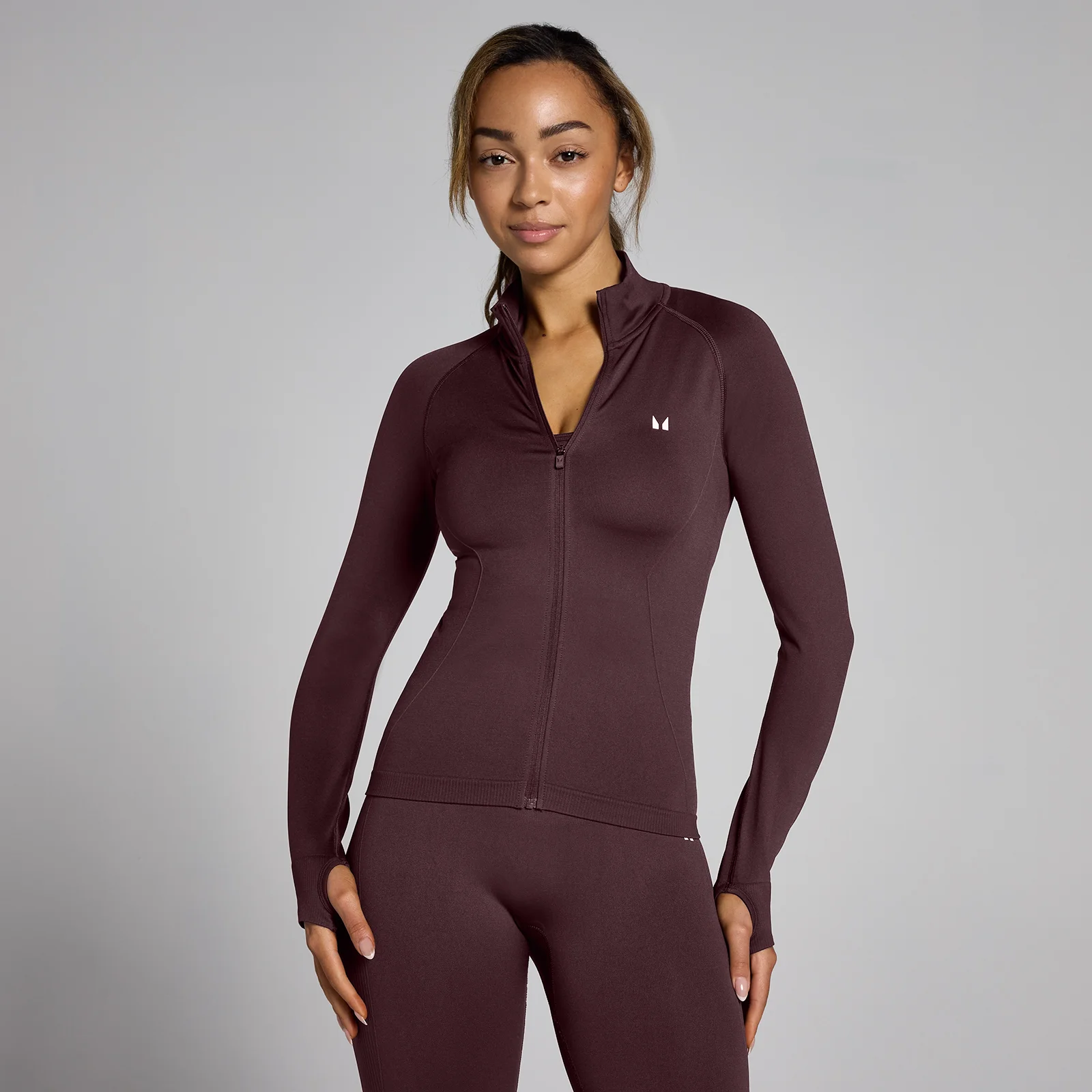 MP Women's Shape Seamless Zip Through Jacket - Fudge - L Image 1