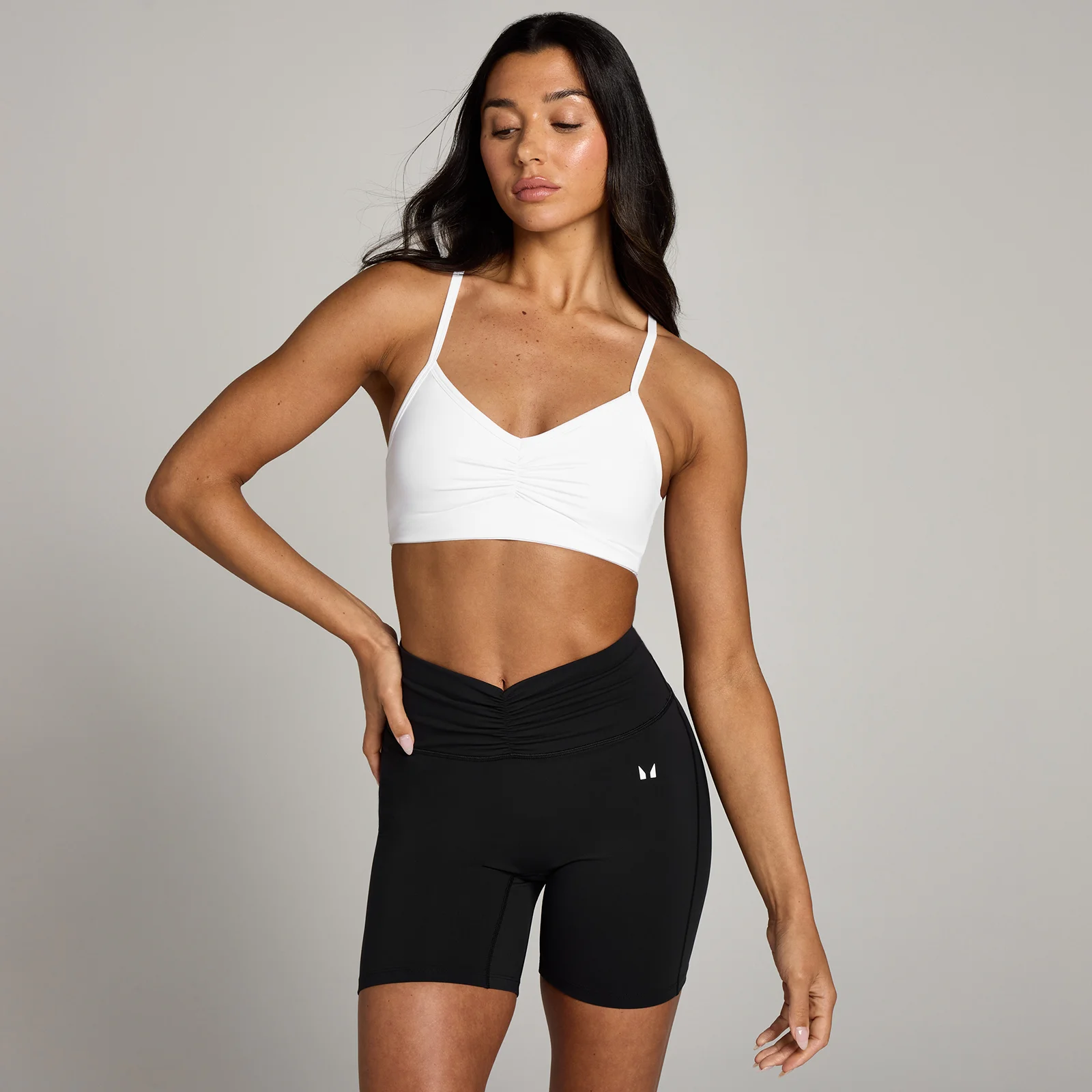 MP Women's Tempo Ruched Front Sports Bra - White - S Image 1