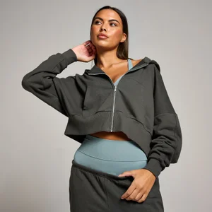 MP Women's Tempo Cropped Zip Through Hoodie - Night Grey - Size XS