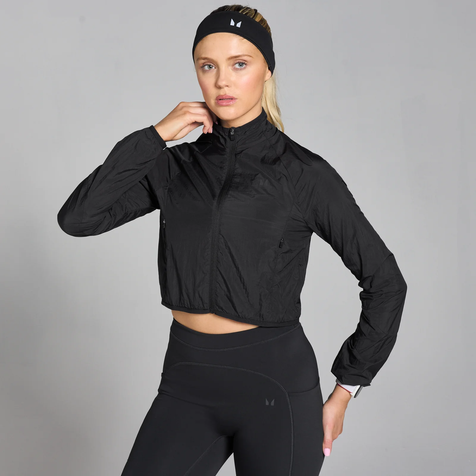 MP Women's Velocity Slim Fit Cropped Windbreaker - Black - M Image 1