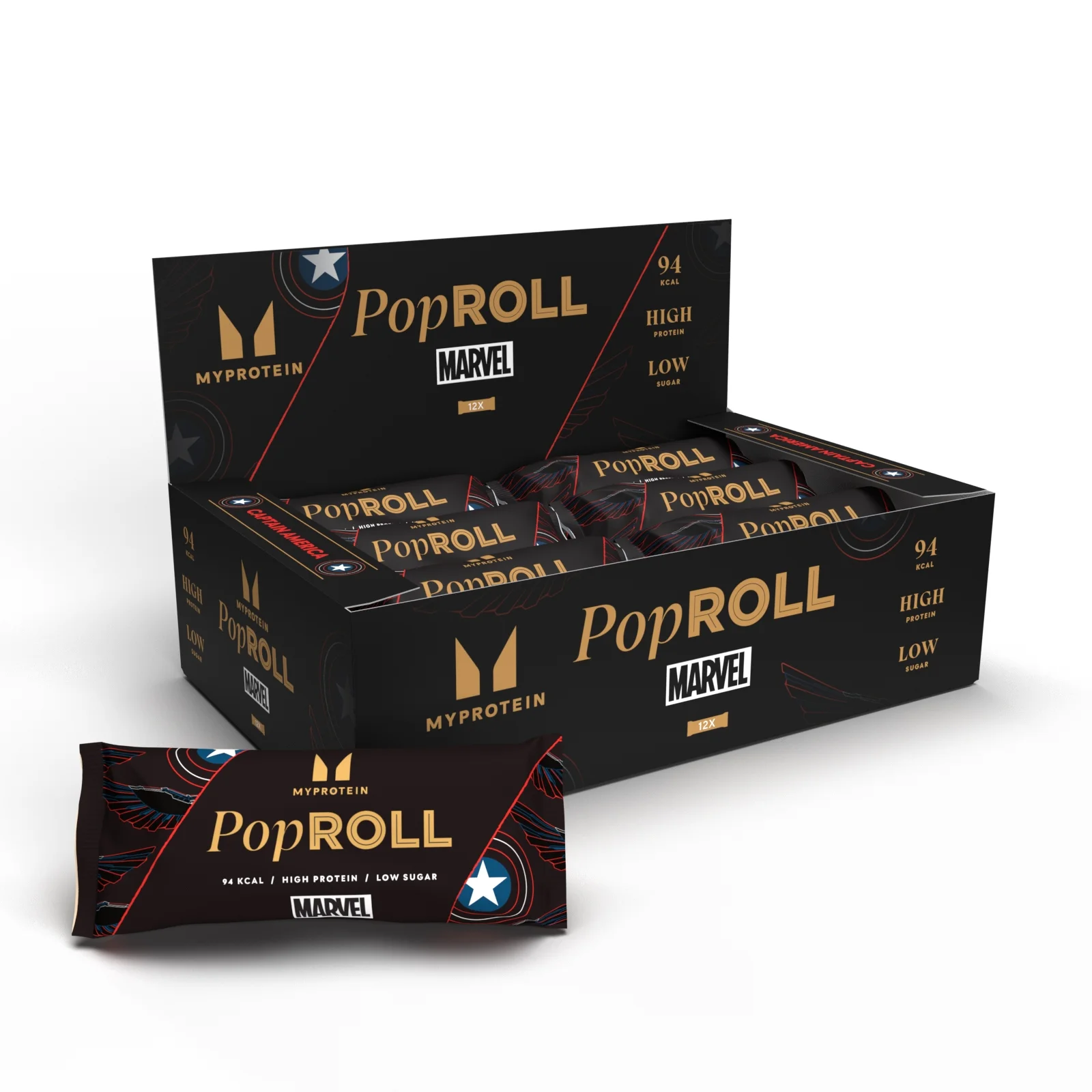 Pop Rolls – MARVEL's Captain America - 12 x 27g - Captain America - Vanilla Raspberry Image 1