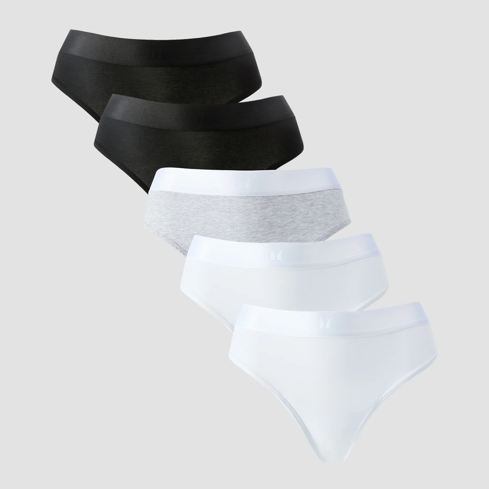 MP Women's Mid Rise Thong (5 Pack) - White/Black/Grey Marl - XL Image 1