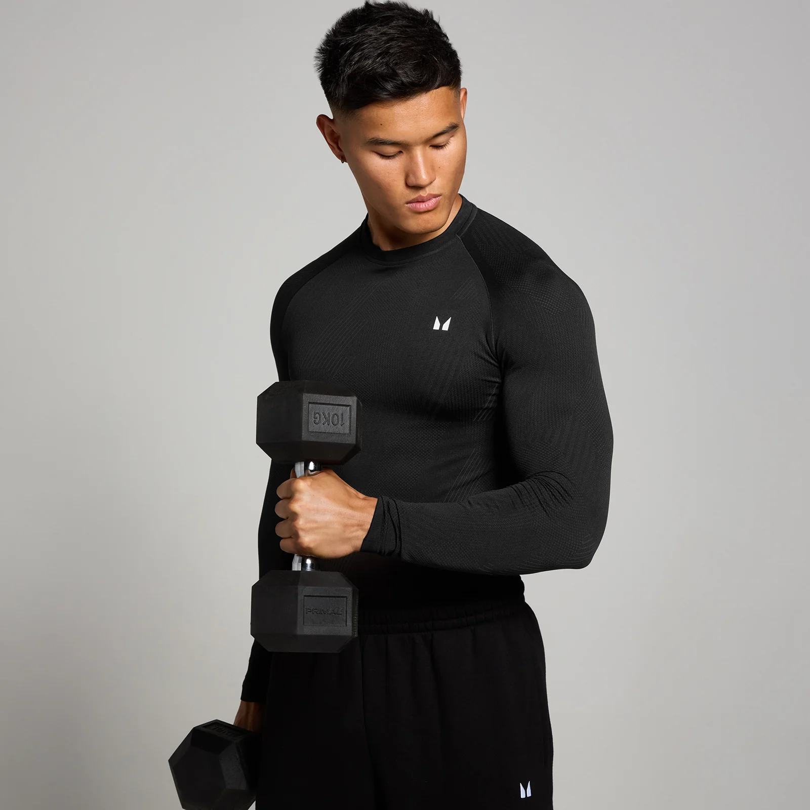 MP Men's Tempo Pillar Graphic Seamless Long Sleeve Top - Black - M Image 1