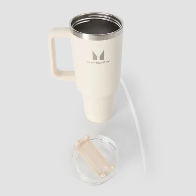 Myprotein Metal Side Handle Straw Bottle 1200ml - Natural Cream Image 6