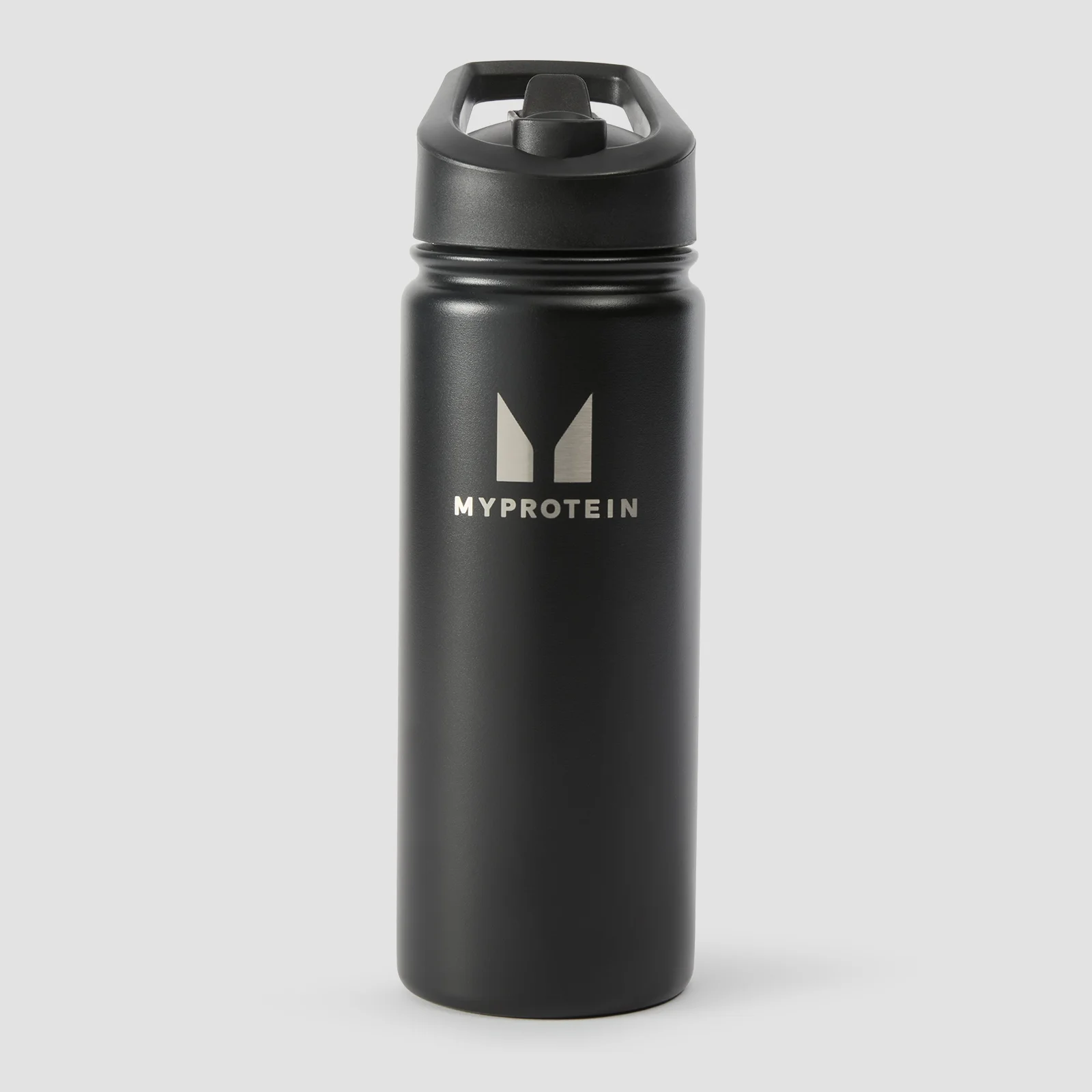 Myprotein Recycled Metal Flip Straw Bottle 500ml - Black Image 1