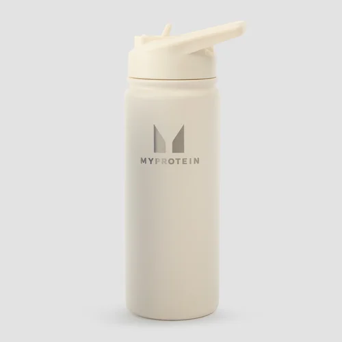 Myprotein Recycled Metal Flip Straw Bottle 500ml - Natural Cream