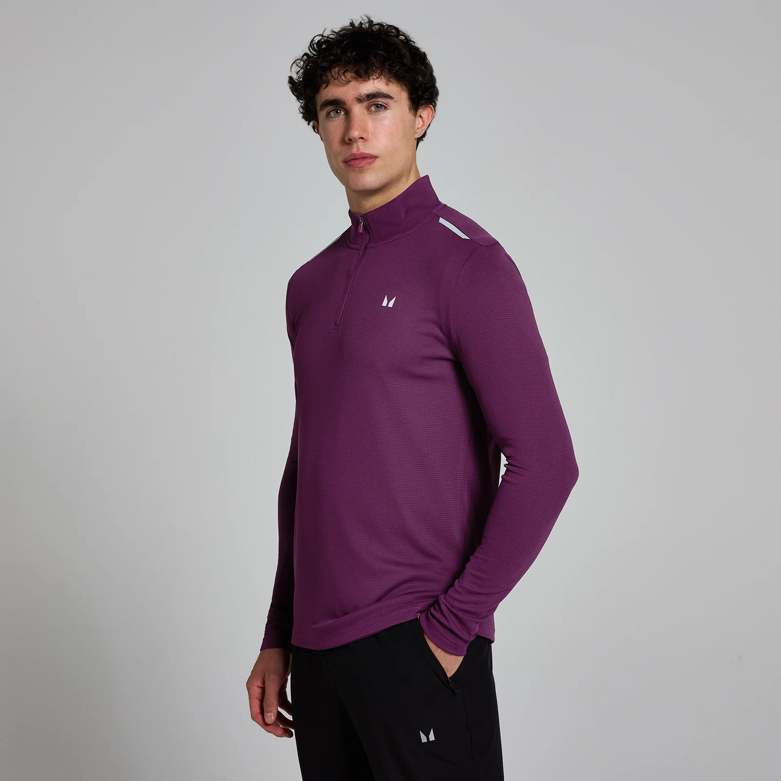 MP Men's Active Gridded 1/4 Zip - Plum - S Image 1