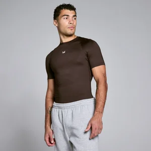 Men's Training Short Sleeve Compression T-Shirt - Chocolate - Size M