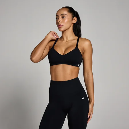 MP Women's Tempo Seamless Ruched Front Sports Bra - Black