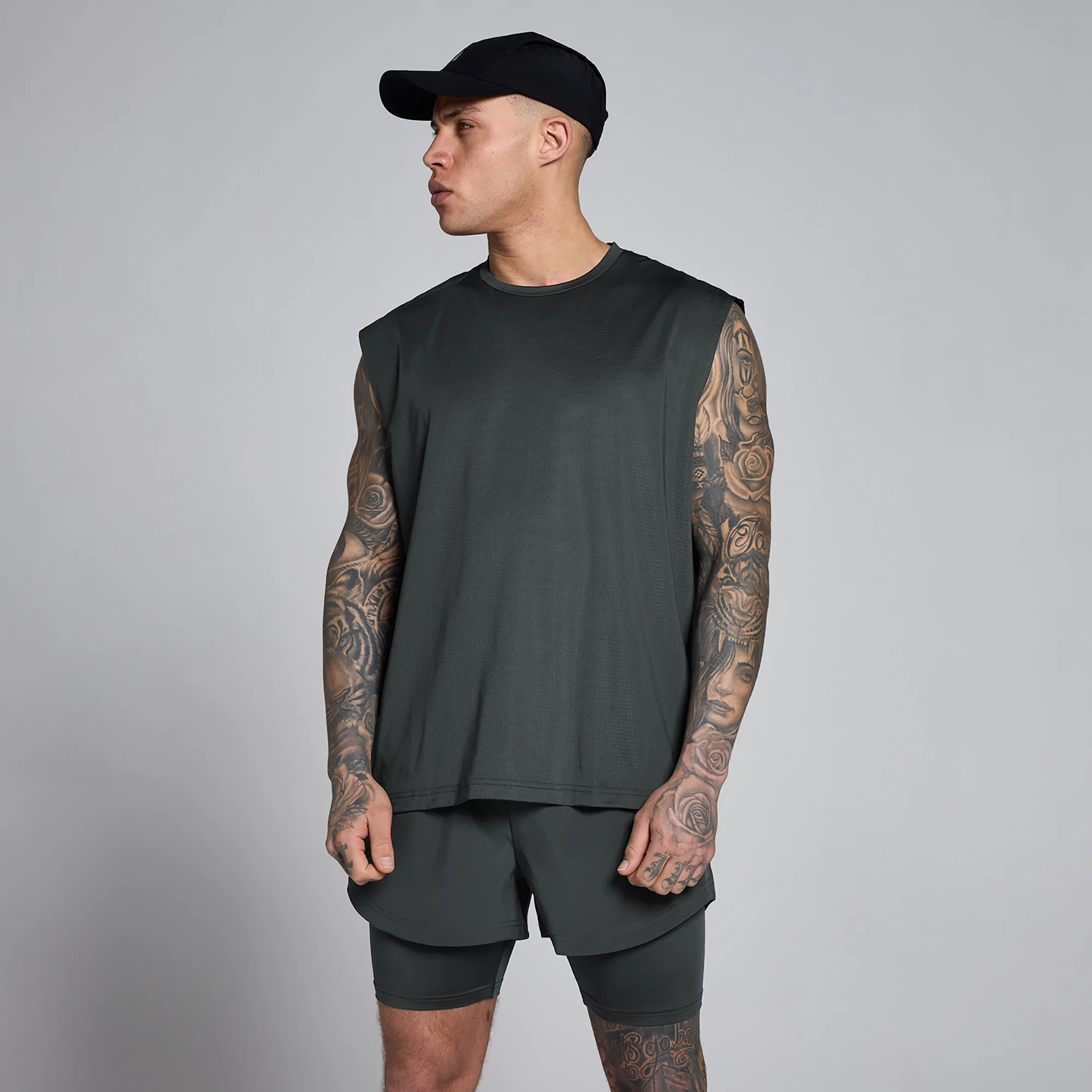 MP Men's Hybrid Oversized Mesh Tank - Washed Black - L Image 1