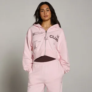 MP Women's Move Club Graphic Lightweight Loopback Zip Through Hoodie - Blush - Size S