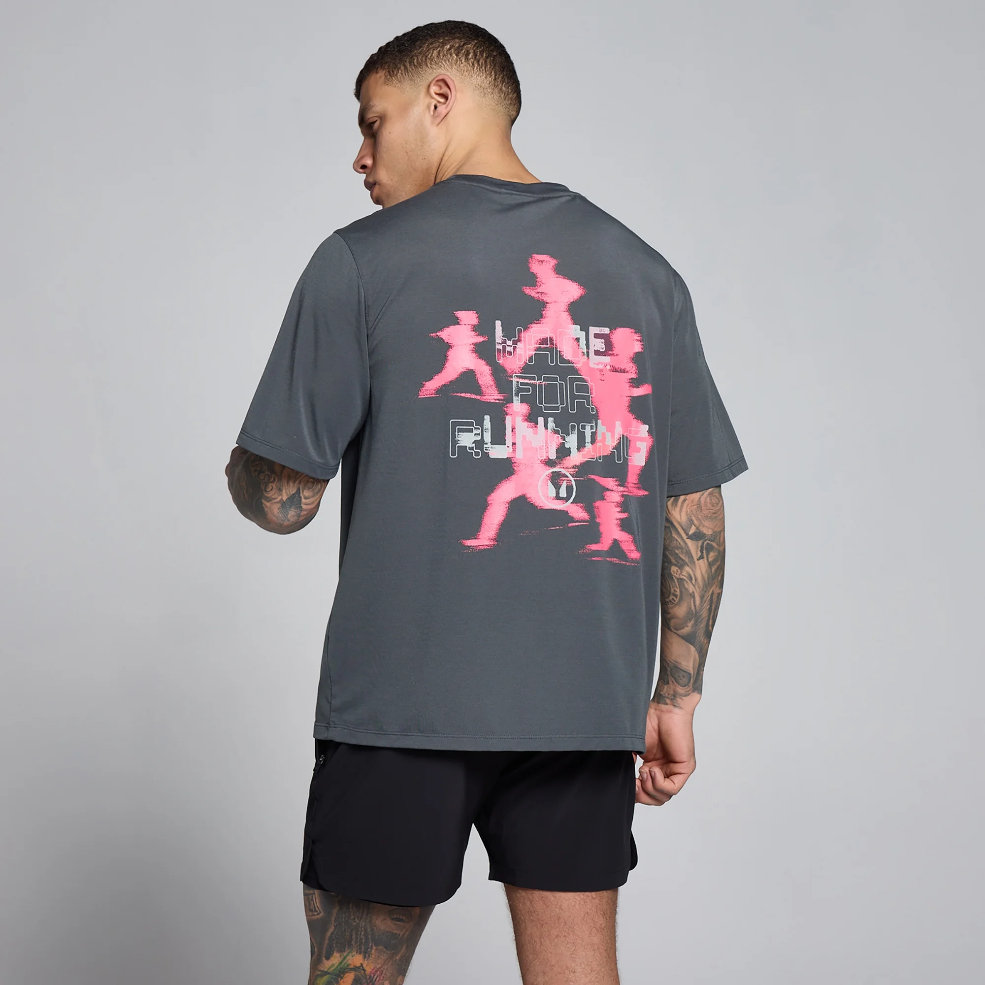 MP Men's Velocity Graphic T-Shirt - Dark Grey / Pink - XS Image 1