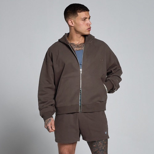 MP Men's Lift Oversized Loopback 2 Way Zip Hoodie - Chocolate