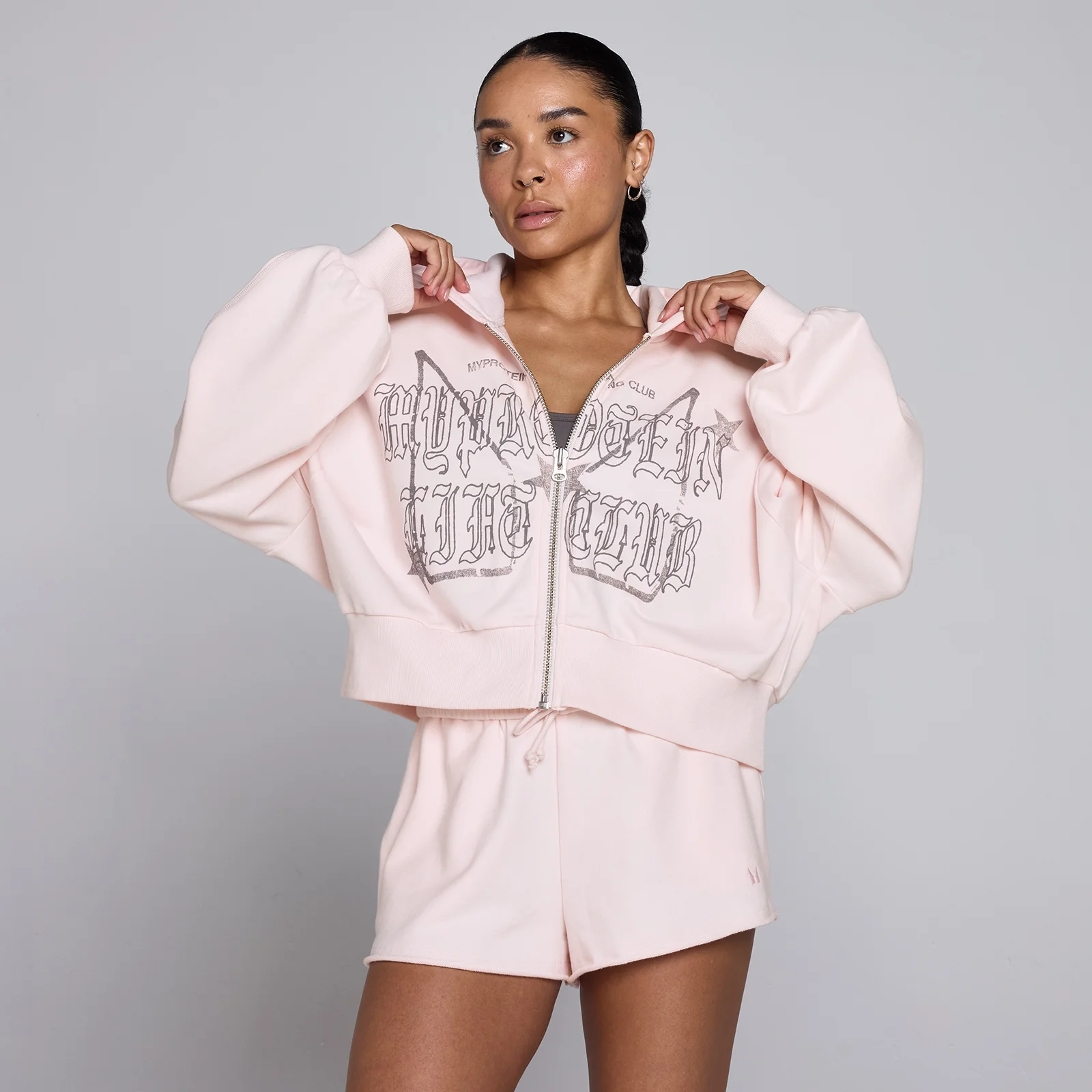 MP Women's Lift Graphic Lifestyle Zip Through Hoodie - Baby Pink - XL Image 1
