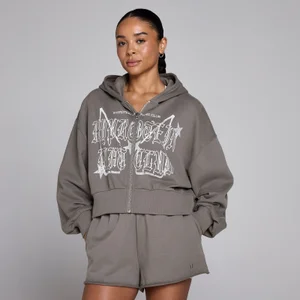 MP Women's Lift Graphic Lifestyle Zip Through Hoodie - Dark Truffle - Size S