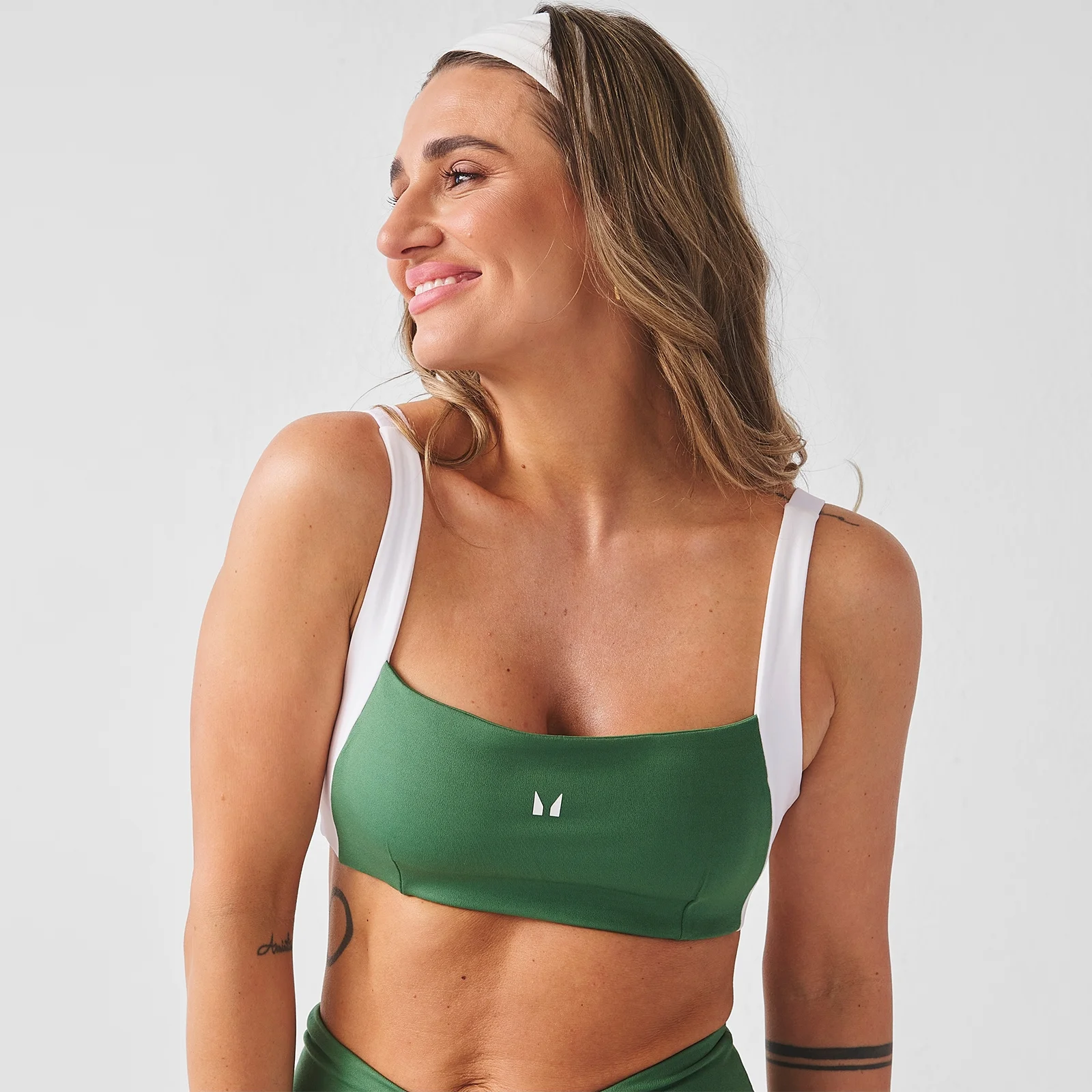 MP Women's X Tatiana Contrast Twist Back Sports Bra - Palm Green - S Image 1