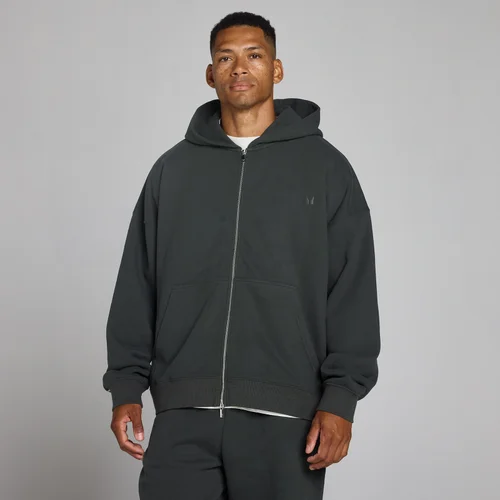 MP Men's Oversized Loopback 2 Way Zip Hoodie - Washed Black