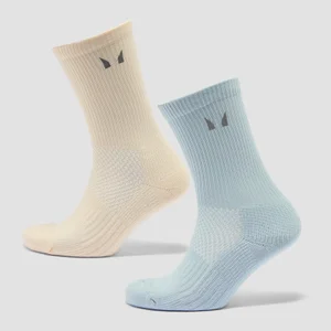 MP Reflective Running Socks (2 Pack) - Butter/Baby Blue - Size UK 12-14