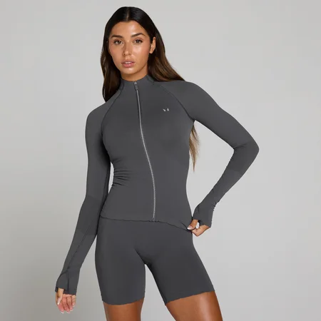 MP Women's Tempo Ultra Seamless Full Zip Jacket - Robust Grey